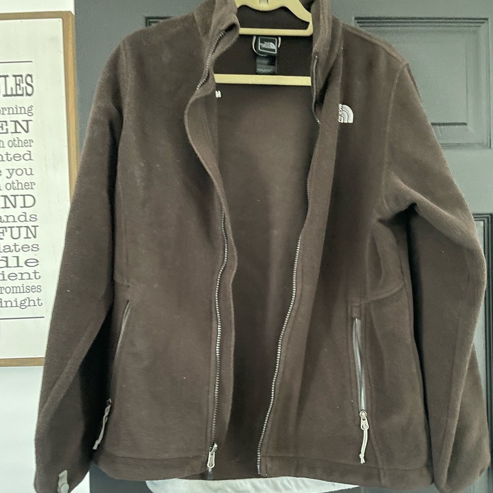 Brown North Face fleece zip up